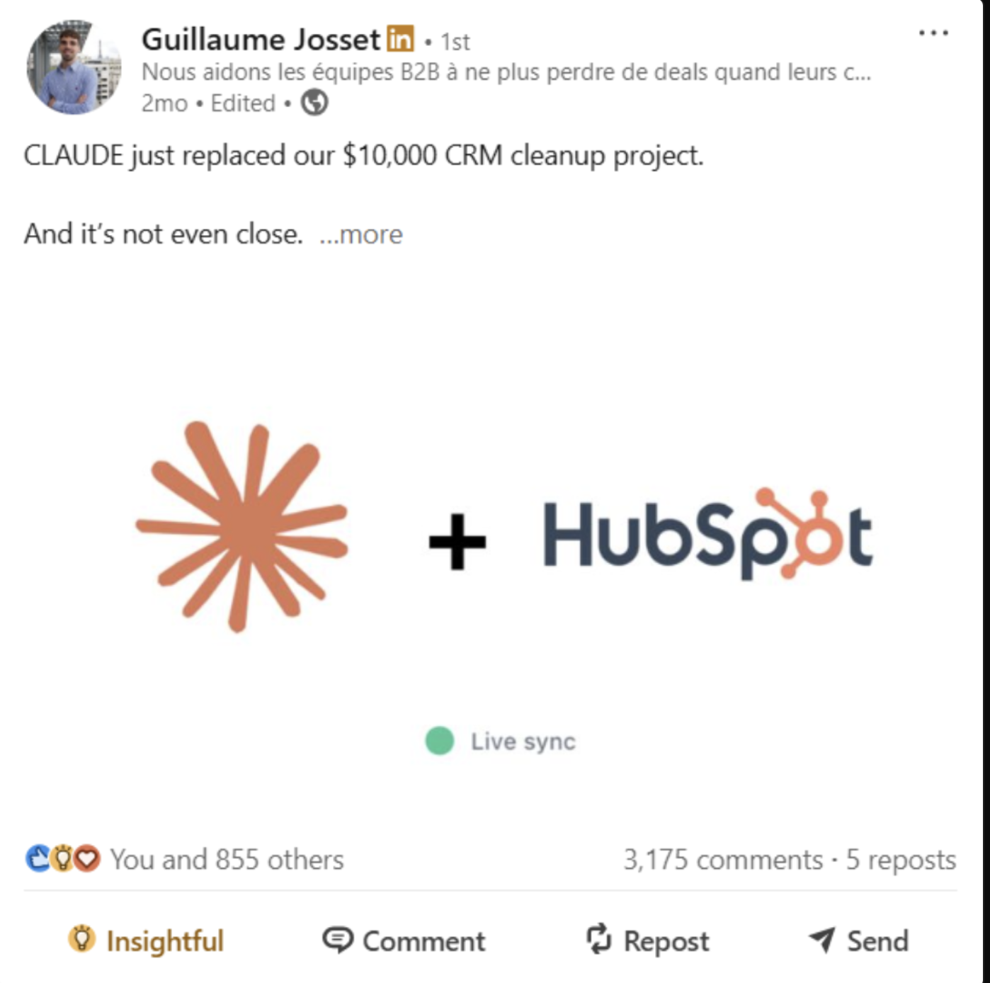 Client post with 3,175 comments